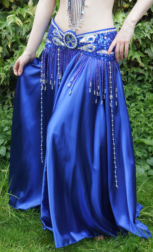 Weiter Satin-Bauchtanzrock in Blau