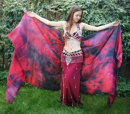 Seidenschleier Tie Dye schwarz rot