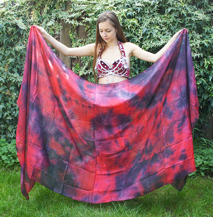Seidenschleier Tie Dye schwarz rot