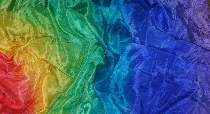 Seidenschleier halbrund Tie Dye Regenbogen