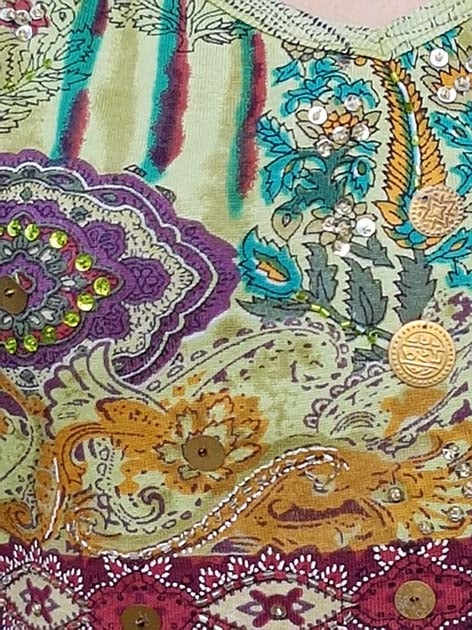 Ärmelloses Crop-Top mit Batik-Print in Grün/Blau