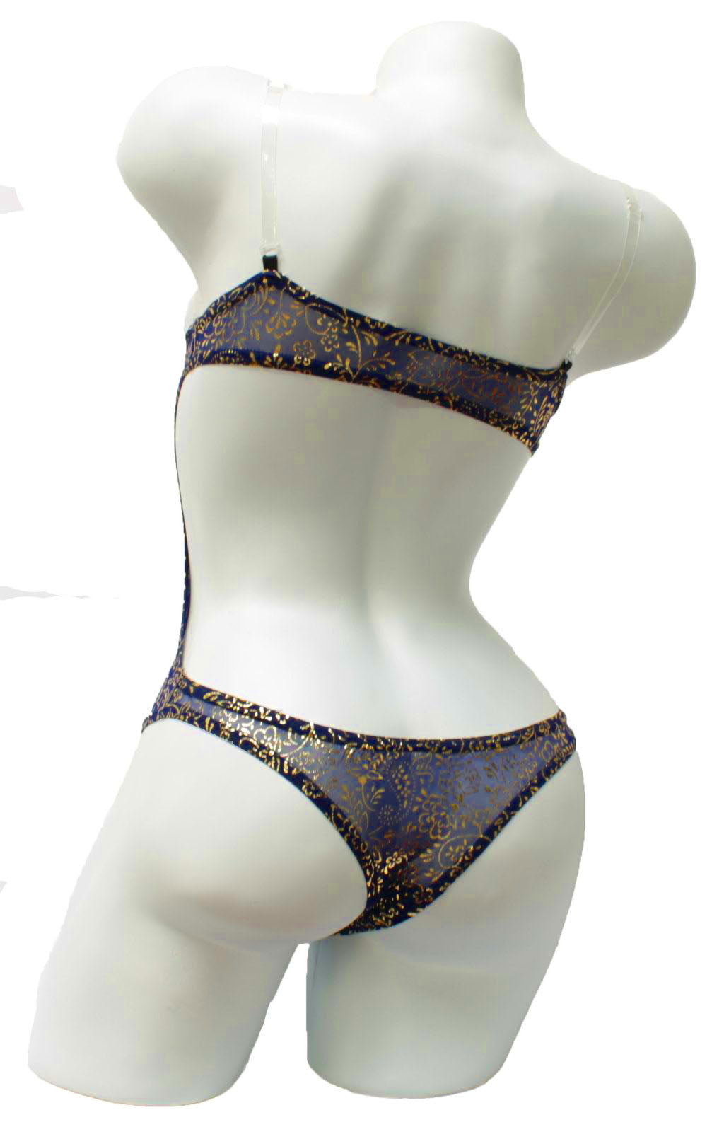 Beiger Bauchtanz-Body mit Goldglitzer