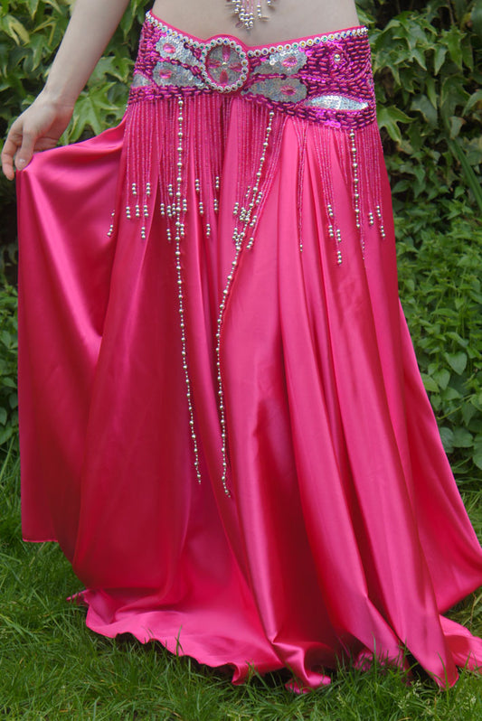 Weiter Bauchtanzrock aus Satin in Fuchsia