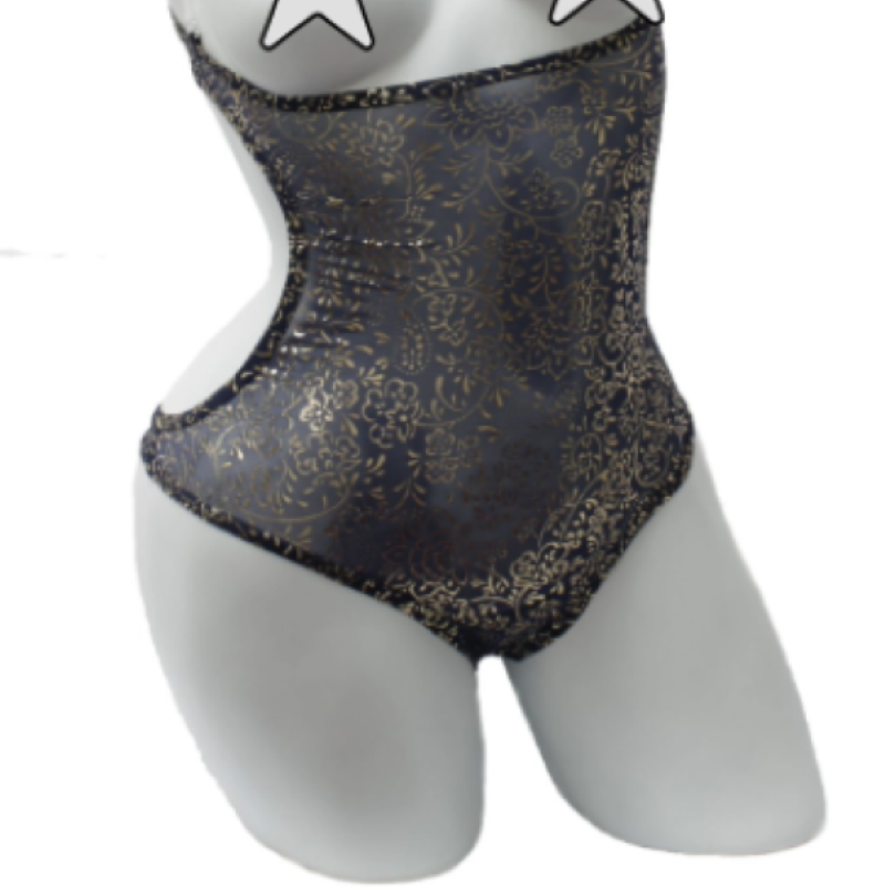 Beiger Bauchtanz-Body mit Goldglitzer