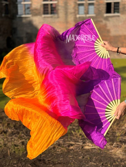 Seiden Fächerschleier in Lila, Fuchsia und Orange