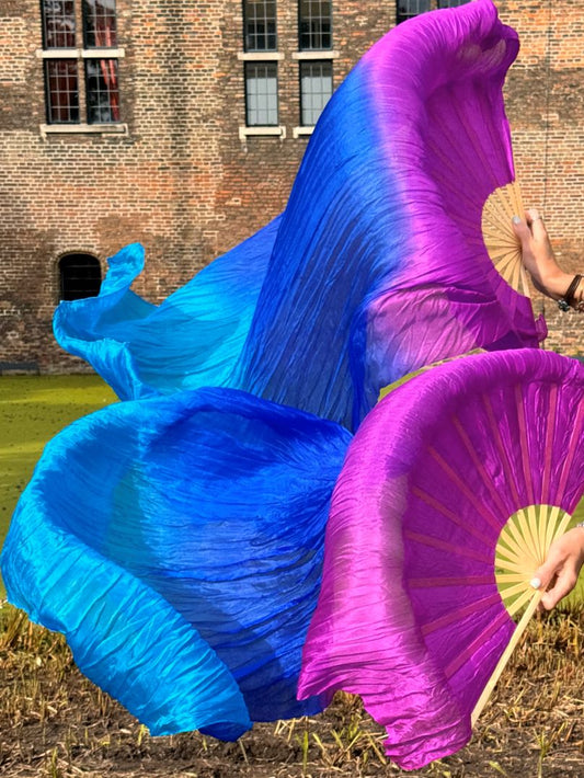 Seiden Schleierfächer in lila blau türkis