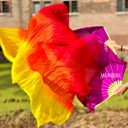 Seiden Schleierfächer in Lila, Fuchsia, Rot, Orange, Gelb
