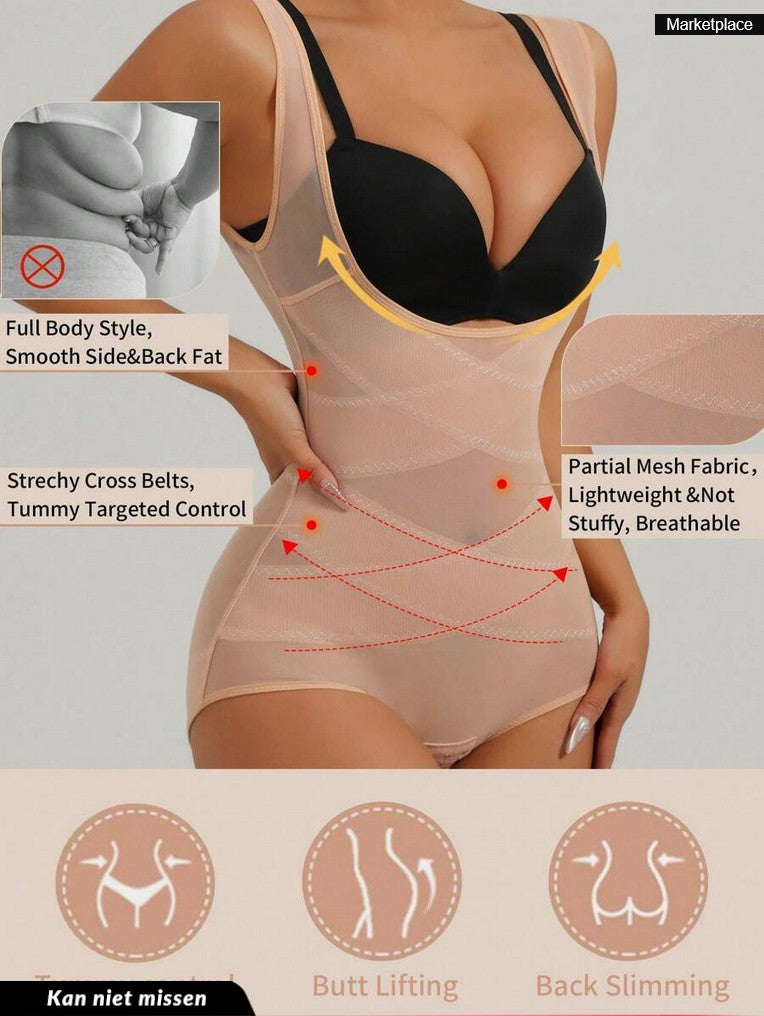 Figurformender Body in Beige mit Tummy-Control