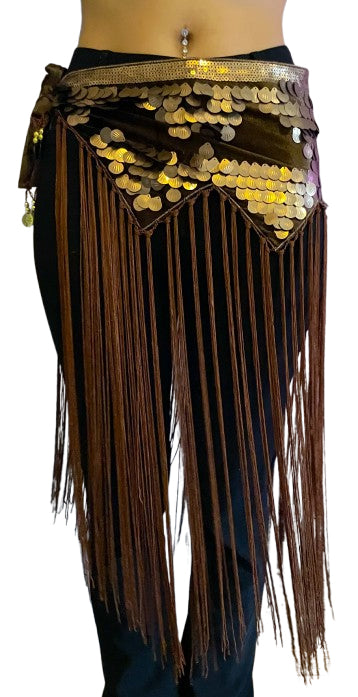 Tribal-Hüfttuch mit Fransen in Braun