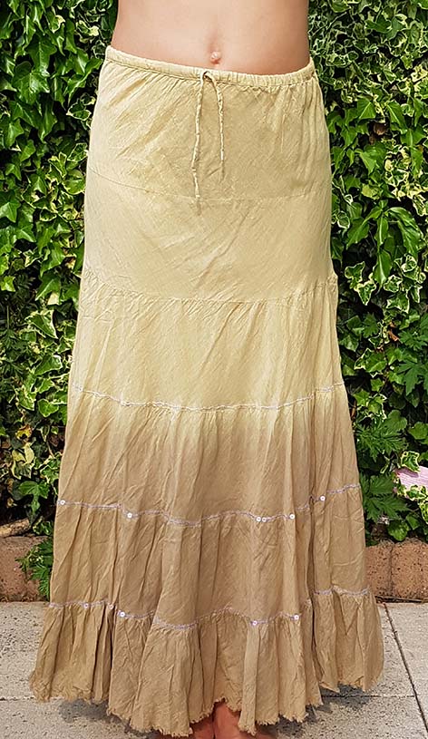 Baumwollrock (100%) mit Batikverlauf in Khaki