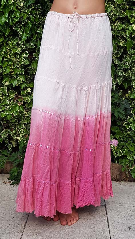 Baumwollrock (100%) mit Batikverlauf in Pink