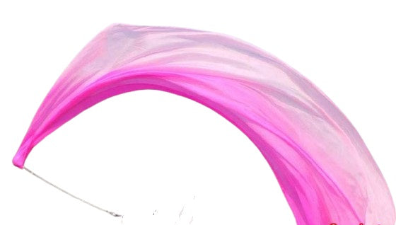 Seiden Bauchtanz Poi/Voi mit Seidenschleier in Fuchsia und Weiß