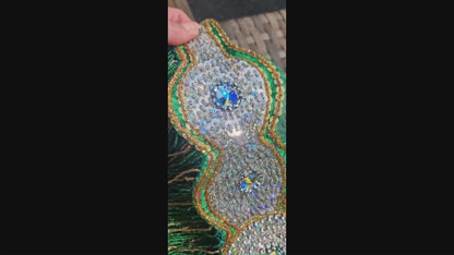 Bauchtanzkostüm grün - Gürtel und BH, mit Schmuck
