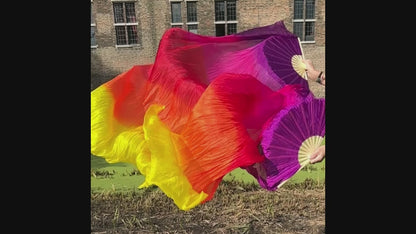 Seiden Schleierfächer in Lila, Fuchsia, Rot, Orange, Gelb