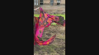 Bauchtanz Seidenschleier Tie Dye Fuchsia Gold Dchwarz
