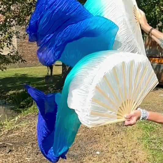 Seiden Fächerschleier Farbverlauf weiß blau