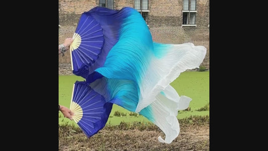 Seiden Fächerschleier Farbverlauf blau weiß