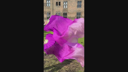 Seiden Fächerschleier in Lila bis Helllila, Länge 150cm,