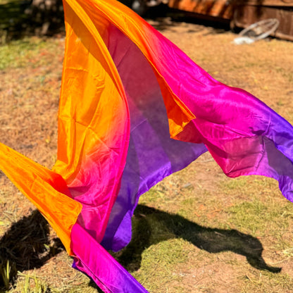 Bauchtanz Seidenschleier im Lila Fuchsia Orange 100% Seide