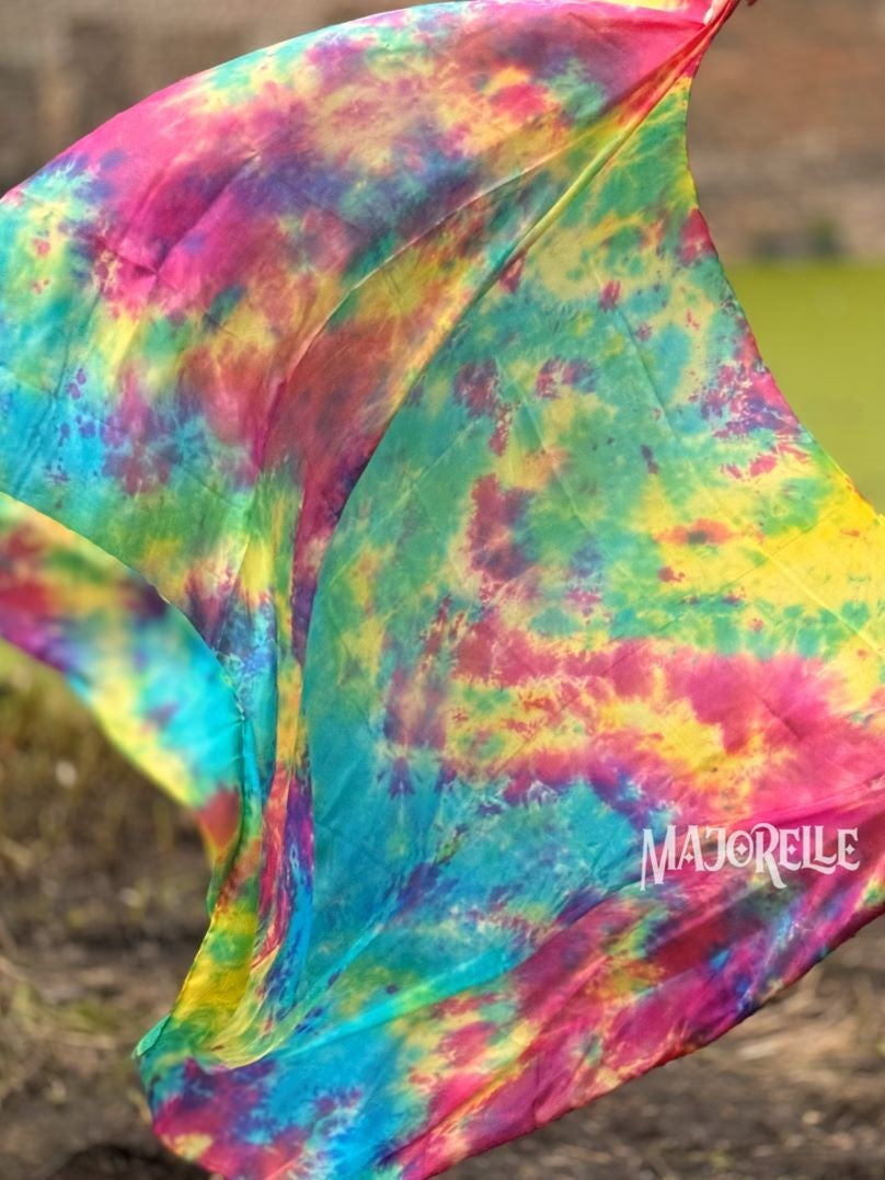 Seidenschleier halbrund Tie Dye Frühling