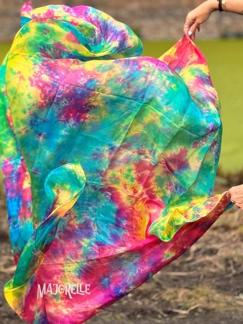 Seidenschleier halbrund Tie Dye Frühling