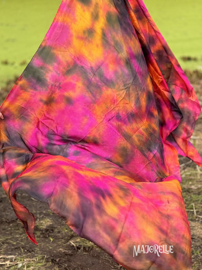 Bauchtanz Seidenschleier Tie Dye Fuchsia Gold Dchwarz