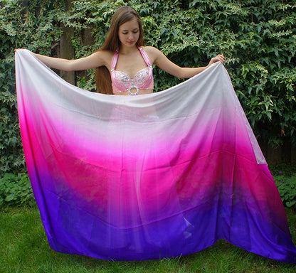 Bauchtanz Seidenschleier im weiß Lila Fuchsia 100% Seide